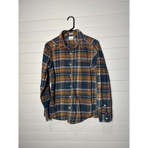 Columbia Mens Small Regular Fit Plaid Flannel Button Down Shirt AM0017 Orange